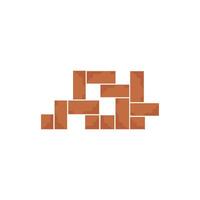 A brick wall with a few pieces of bricks vector