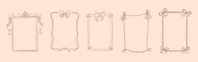 Decorative frame designs with bows and embellishments for creative projects vector