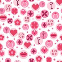 Seamless pattern with pink elements in circles. Template for Valentine holiday design vector