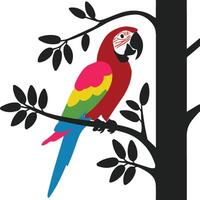 Art and Illustration of a parrot flat color image vector