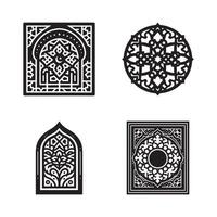 Silhouette Illustration Set of Islamic Window Design with Geometric Patterns vector
