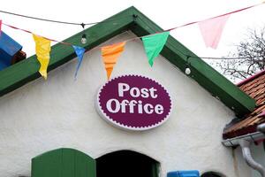 This charming Post Office features a delightful array of colorful decorations that bring joy photo