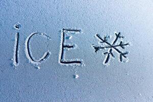 Frosty Ice Texture Featuring Beautifully Engraved Letters and Elements for Artistic Design photo