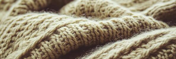 Cozy beige knitted fabric with detailed texture for comfortable winter wear photo