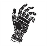 Robotic Hand black silhouette white background vector