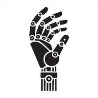 Robotic Hand black silhouette on white background vector