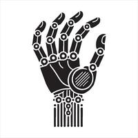 Robotic Hand silhouette white background vector