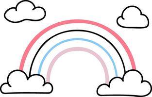 Farm Animals Rainbow with clouds in a simple, cartoonish style. vector