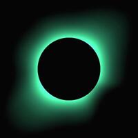 Circle illuminate frame with gradient. Green round neon banner isolated on black background. illustration vector