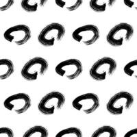 Seamless pattern with black sketch hand drawn brush scribble circles shape on white background. Abstract grunge texture vector
