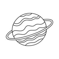 Lovely outline abstract planet with ring and wavy stripes. Cute hand drawn celestial body as sign of astrology, universe and esoteric. Simple fantast planet or star from Galaxy isolated on white. vector
