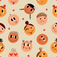Seamless pattern for Valentine's Day. Funny happy comic faces of lovers. Romantic concept. Textile and fabric design, wrapping paper vector