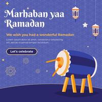 Ramadan Social Media Post design with islamic drum. A good template for advertising on social media. Perfect for social media posts, background, and web banner internet ads. vector