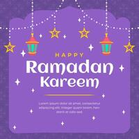 Ramadan Social Media Post design with hanging lamps and stars. A good template for advertising on social media. Perfect for social media posts, background, and web banner internet ads. vector
