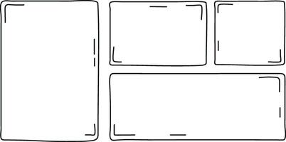 Black Frame for Text on a Transparent Background. Doodle, Illustration, Hand Drawn. vector