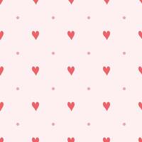 seamless pattern of red small hearts and polka dots on white background, romantic love theme texture vector