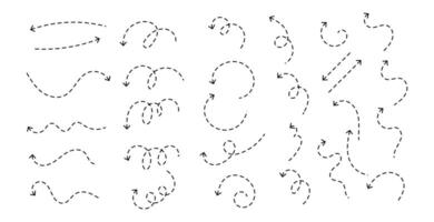 a set of different thin dashed arrows vector