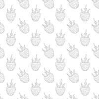 Raspberry berry. Doodle style. Seamless pattern. vector