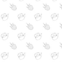 Metal teapot and raspberry berry. Raspberry tea concept. Doodle style. Seamless pattern. vector