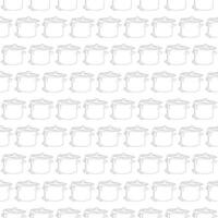 Saucepan with boiling yeast dough. Doodle style. Seamless pattern. vector