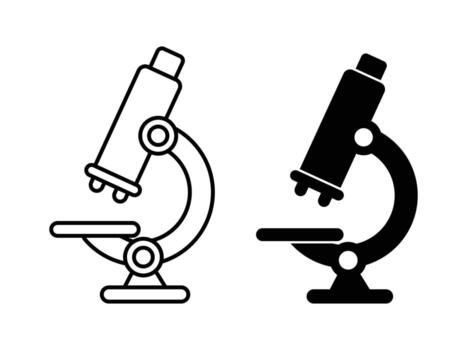 Microscope icon set. Line and glyph microscope. Lab microscope set. Microscope icon for web, vector