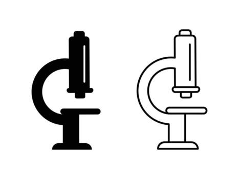 Microscope icon set. Line and glyph microscope . Lab microscope set. Microscope icon for web, vector