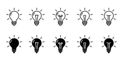 Lightbulb Icon Set. Bulb lamp icon in thin flat style. Electric lamp, light, innovation. Idea light bulb icon illustration. vector