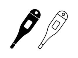 Digital thermometer line icons in thin line style. digital thermometer, typically used to measure body temperature. vector