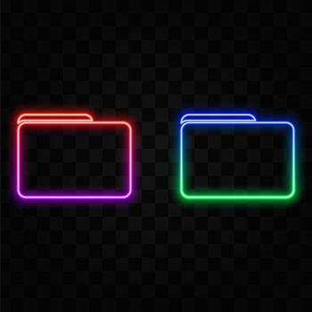 3D rendering UI folder icon with neon light isolated on black background vector