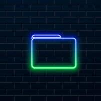 Glowing neon effect folder icon. Sketch Symbols Collection vector