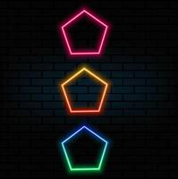 Loop neon pentagon frame border, futuristic lighting effect abstract graphic, electric fluorescent element animation modern light technology in colorful blue purple disco party bright images vector