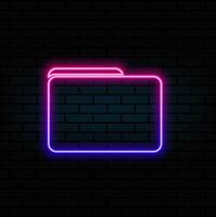 Blue glowing neon line Document folder icon isolated on black background. Accounting binder symbol. Bookkeeping management. Colorful outline concept. vector