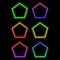 Gradient neon Pentagon frame with copy space. Neon gradient pentagonal border set templates vector