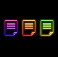 Glowing neon line File document icon isolated on black background. Checklist icon. Business concept. vector