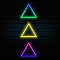 Triangle with neon light. LED glow geometric shape vector