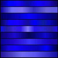 Blue shiny metallic gradient design banner decoration set, blue gradient texture background. vector