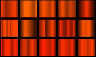 Orange glossy gradient, metal foil texture. Color swatch set. Collection of high quality gradients. Shiny metallic background. Design element. vector