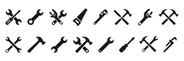 set of tools icons. Set of icons of tools on white background. Basic Work tools vector