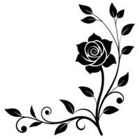 Rose Silhouette Corner Ornaments and Design Illustration vector