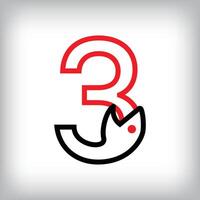 Ouroboros infinity number 3 logo design. Self-eating snake linear design for companies. Traditional reptile template vector