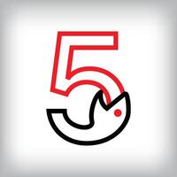 Ouroboros infinity number 5 logo design. Self-eating snake linear design for companies. Traditional reptile template vector