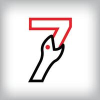 Ouroboros infinity number 7 logo design. Self-eating snake linear design for companies. Traditional reptile template vector