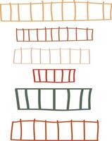Hand-drawn fences and stairs, roof partition, Set of Caricature Ladders, Fences and Stairs vector