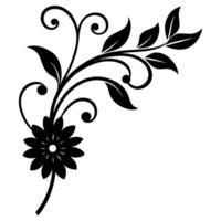 Floral Silhouette Corner Elements Elegant Design and Decoration vector