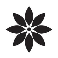 A black 8 leaf flower icon on a white background vector