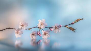 Delicate Branch of Cherry Blossoms with Soft Petals photo