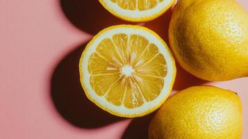 Bright Yellow Lemon with Smooth Skin Cut in Half photo