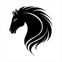 Graceful Black Horse Silhouette Standing on Two Legs with a White Background vector