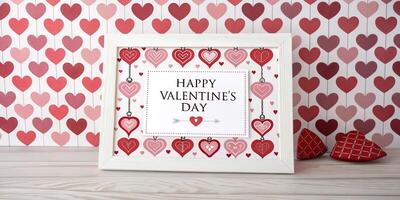 Enchanting Valentine's Day Card with Dangling Heart Decor photo