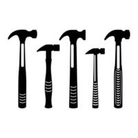 Set of hammers icon silhouettes. vector